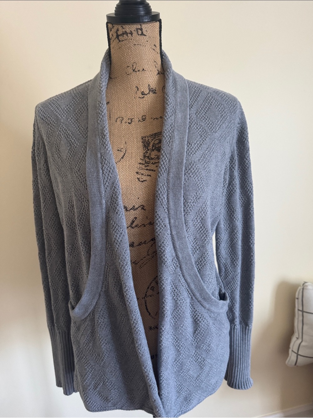 Market & Spruce Light Blue-Gray Open-Front Shawl Cardigan